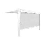 Pergola bioclimatique aluminium adoss�e 4x3m + 1 store 4m blanc triomphe
