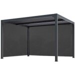 Pergola bioclimatique aluminium habrita - surface de protection 1080 m - rideaux manuels gris anthracite ...