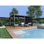 Pergola bioclimatique autoportante en aluminium 15m� avec rideau r�tractable l300 cm - anthracite - amalfi ...