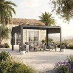 Pergola bioclimatique evonis 4 x 3 m aluminium et acier graphite hesp�ride