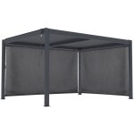 Pergola bioclimatique avec led et 2 stores en aluminium windsor premium - 3 x 4 m - gris