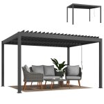 Pergola bioclimatique - outsunny - lames orientables manivelle - protection soleil imperm�able - aluminium ...