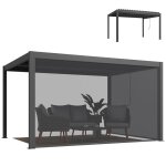 Pergola bioclimatique - outsunny - lames orientables manivelle stores lat�raux coupe - vent - aluminium ...