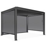 Pergola bioclimatique 3 x 4 m autoporte avec 3 stores gris - oviala