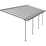 Pergola � adosser en aluminium gris et polycarbonate sierra 3 x 7. 4 m