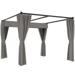 Pergola ind�pendante - 3x3 m - toit coulissant - gris clair - r�sistante aux uv - cadre en m�tal - rideaux ...