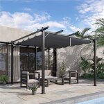 Pergola de jardin 3x3x223m pavillon de terrasse en aluminium avec toit r�tractable coulissant - gris ...