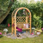 Pergola de jardin en bois avec banc romanticio ? arche pergola d�corative avec treillis h200 x 120 x ...