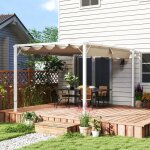Pergola jardin ext�rieur en aluminium 3 x 4 m avec toit r�tractable abri soleil upf30 + pour terrasse ...
