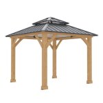 Pergola de jardin gardiun denver 876 m2 extrieur 287x287x300 cm acier et bois fsc avec double toit et ...