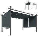 Pergola de jardin - outsunny - stores automatiques coulissante r�tractable et protection uv50 + - aluminium ...