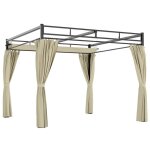 Pergola de jardin - tonnelle de jardin ext�rieur - outsunny - toit r�tractable 4 rideaux protection uv30 ...
