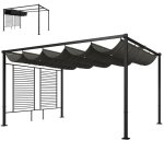 Pergola de jardin avec tonnelle � vigne - outsunny - uv50 + - 2 panneaux dintimit� pour plantes grimpantes ...