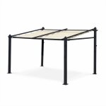 Pergola murale en aluminium - murum 3x4m - tonnelle toile ecru