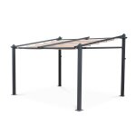 Pergola murale en aluminium - murum 3x4m - toile beige - tonnelle id�ale pour votre terrasse. toit retractable ...
