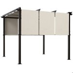 Pergola - outsunny - avec 3 toiles coulissantes - 3 x 3 x 238 m - structure acier noir toile polyester ...