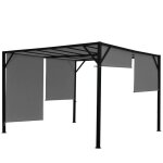 Pergola pavillon de jardin terrasse auvent stable 6cm gris 3x3m 04 0004069