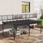 Pergola r�tractable 35 x 6 m pergola pour terrasse structure en aluminium + toile polyester - gris fonc� ...