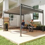 Pergola r�tractable coulissante 3 x 3 m tonnelle de jardin � fixation magn�tique tissu polyester haute ...