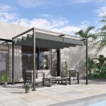 Pergola avec toit coulissant 298 x 213 x 221 cm gris maisentiel