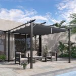 Pergola avec toit coulissant en aluminium 3 x 3 x 223 m dark gray maisentiel