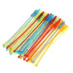 Perles rondes translucides colores en acrylique btonnets de boisson rutilisables agitateurs pour caf ...