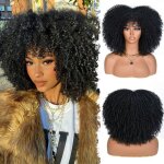 Perruque afro courte boucl�e - levys - 355 cm - noir - fibres synth�tiques - bonnet respirant - taille ...