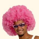 Perruque afro - rose fluo - coupe volumineuse - pour adulte