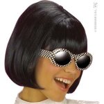 Perruque ann�es 60 noire femme - accessoire de d�guisement - carr� court avec frange