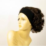 Perruque bandeau courte boucl�e chatain m�ch� cuivr� ref ana 6h30