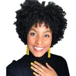 Perruque perruque bresilienne afro bouclé courte jinlile perruque de cheveux synthé tique ...
