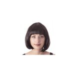 Perruque cabaret noire courte cheveux lisses frange femme - accessoire dguisement
