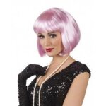 Perruque cabaret rose clair adulte - accessoire de dguisement - femme - carr et frange longue
