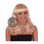 Perruque - cheveux longs boucls naturels blonds - femme - blanc - adulte