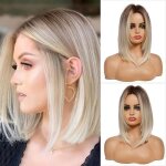 Perruque - autrement - bob blond clair dgrad - cheveux raides - 35cm - rsistante  la chaleur