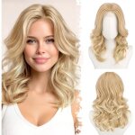 Perruque courte ondul�e - jozsi - blond dor� - 40 cm - frange rideau - fibre synth�tique r�aliste - l�g�re ...