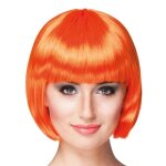 Perruque courte orange fluo femme - accessoire de dguisement