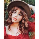 Perruque femme courte bob marron perruques avec naturel frange peruque brun cheveux boucls onduls de ...