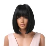 Perruque - femme - fonc - 12 pouces - rsistant  la chaleur - frange - synthtique