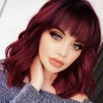 Perruque femme naturelle courte onduleperruque synthtique bordeaux ombr avec frangeperruque rouge ...