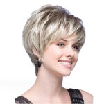 Perruque femme - synthtique - pixie courte - blond mixte brune - confortable - usage quotidien