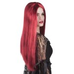 Perruque - halloween - femme - rouge - longue - auburn rouge acajou