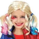 Perruque harley quinn couettes couleurs enfant jaune