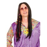 Perruque hippie noire annes 70 adulte m / l