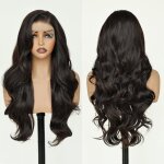 Perruque lace front synth�tique - jozsi - marron chocolat - 24 pouces - ondul�e - dentelle frontale hd ...