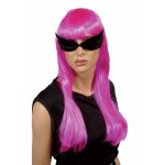 Perruque - ptit clown - lola - longue raide - frange rose - femme adulte