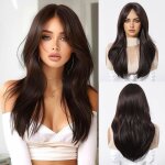 Perruque longue brune avec franges - jozsi - cheveux synth�tiques - r�sistant � la chaleur - longs cheveux ...