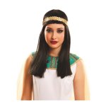 Perruque longue - �gyptienne - noir - cheveux synth�tiques lisses - frange courte - bandeau � sequins ...