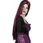 Perruque longue rouge et noire femme halloween