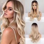 Perruques longues ondules perruques blondes perruques de cheveux synthtiques pour femmes perruques ...